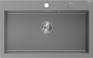 Mexen Elix kuchyňský dřez granitový 1-komorový 800 x 500 mm, šedý, sifon chrom - 6527801005-71