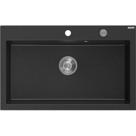 Mexen Elix granitový dřez s jednou komorou 800 x 500 mm, černý/stříbrný metalický, sifon chrom - 6527801005-73