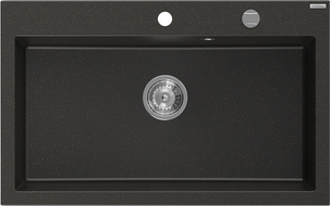 Mexen Elix granitový dřez 1-komorový 800 x 500 mm, černý/zlatý metalik, sifon chrom - 6527801005-75