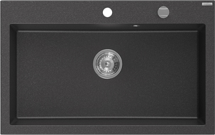 Mexen Elix granitový dřez 1-komorový 800 x 500 mm, černý s tečkami, sifon chrom - 6527801005-76