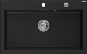Mexen Elix granitový dřez s jednou komorou 800 x 500 mm, černý, sifon chrom - 6527801005-77