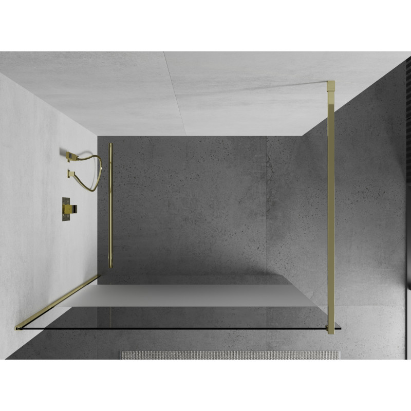 Mexen Kioto sprchová stěna Walk-in 140 x 200 cm, průhledná/ledová 8 mm, zlatá - 800-140-101-50-35
