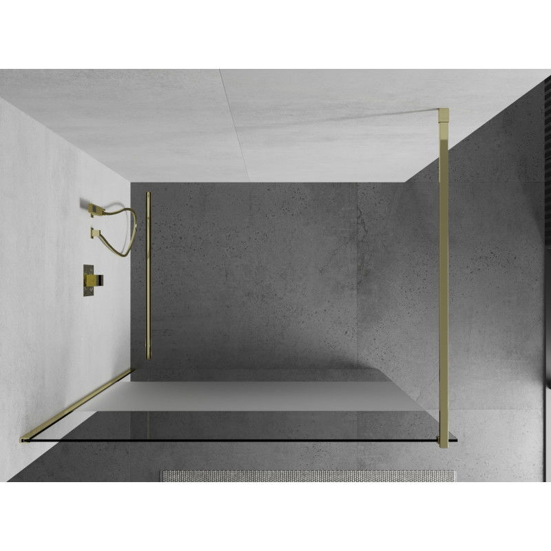 Mexen Kioto sprchová stěna Walk-in 140 x 200 cm, transparentní/matné 8 mm, zlatá - 800-140-101-50-35