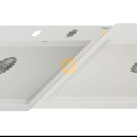 Mexen Elix granitový dřez 1-komorový 800 x 500 mm, bílý, zlatý sifon - 6527801005-20-G