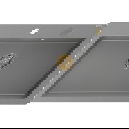 Mexen Elix granitový dřez 1-komorový 800 x 500 mm, šedý, zlatý sifon - 6527801005-71-G