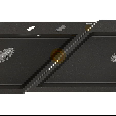 Mexen Elix granitový dřez 1-komorový 800 x 500 mm, černý/zlatý metalik, sifon zlatý - 6527801005-75-G