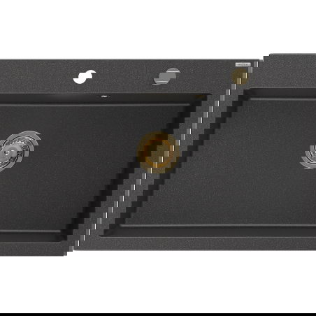 Mexen Elix jednodřezový kuchyňský dřez 800 x 500 mm, černý s tečkami, zlatý sifon - 6527801005-76-G