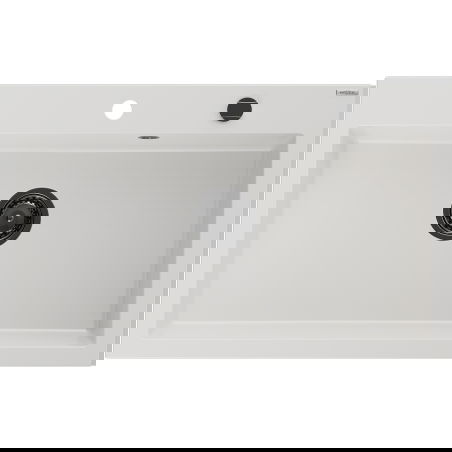 Mexen Elix granitový dřez s jednou komorou 800 x 500 mm, bílý, černý sifon - 6527801005-20-B