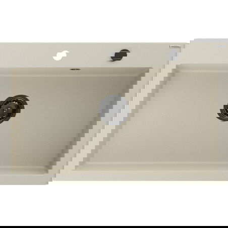 Mexen Elix granitový dřez s 1 komorou 800 x 500 mm, béžový, černý sifon - 6527801005-69-B