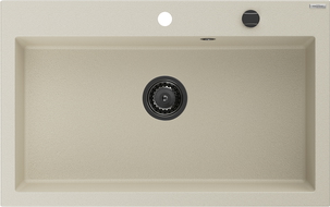 Mexen Elix granitový dřez s 1 komorou 800 x 500 mm, béžový, černý sifon - 6527801005-69-B