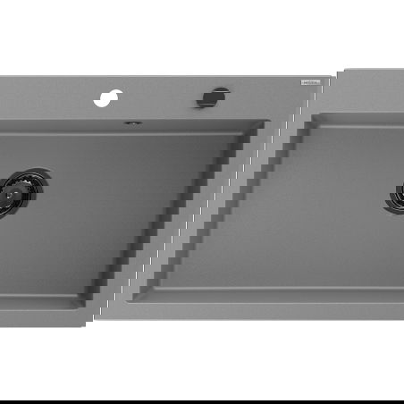 Mexen Elix granitový dřez 1-komorový 800 x 500 mm, šedý, černý sifon - 6527801005-71-B