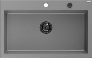 Mexen Elix granitový dřez 1-komorový 800 x 500 mm, šedý, černý sifon - 6527801005-71-B