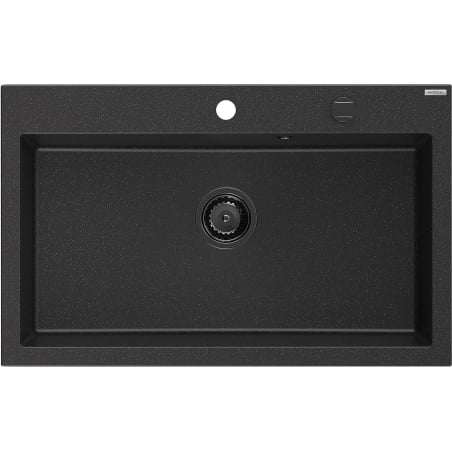 Mexen Elix granitový dřez s 1 komorou 800 x 500 mm, černý/stříbrný metalík, černý sifon - 6527801005-73-B