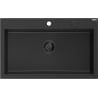Mexen Elix granitový dřez s 1 komorou 800 x 500 mm, černý/stříbrný metalík, černý sifon - 6527801005-73-B
