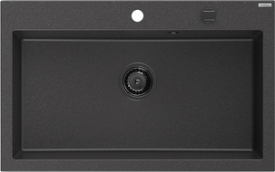 Mexen Elix granitový dřez 1-komorový 800 x 500 mm, černý kropenatý, černý sifon - 6527801005-76-B