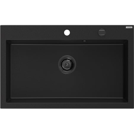 Mexen Elix granitový kuchyňský dřez 1-komorový 800 x 500 mm, černý, sifon zlatý - 6527801005-77-B