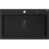 Mexen Elix granitový kuchyňský dřez 1-komorový 800 x 500 mm, černý, sifon zlatý - 6527801005-77-B