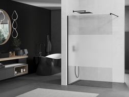 Mexen Kioto sprchová stěna Walk-in 130 x 200 cm, transparentní/matná 8 mm, černá - 800-130-101-70-35