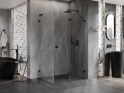 Mexen Lunar-F L skládací sprchová kabina pravá 100 x 70 cm, transparentní, černá - 836L-100-070-70-00-P