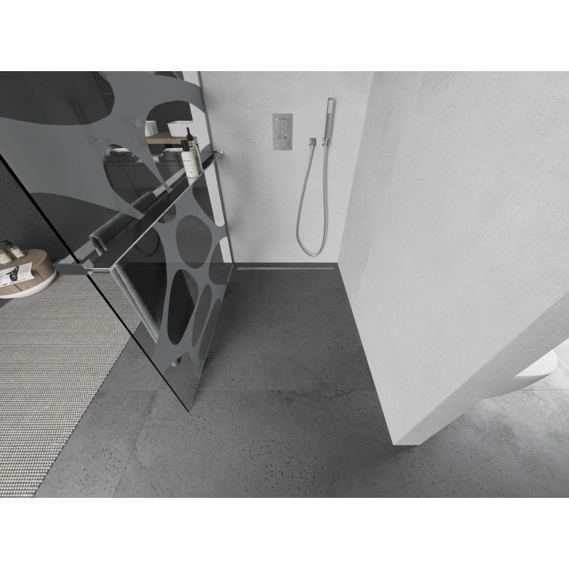 Mexen Kioto+ sprchová stěna s poličkou Walk-in 120 x 200 cm, bílá vlna, chrom - 800-120-121-01-97