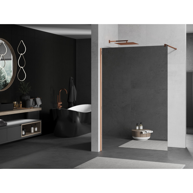 Mexen Kioto sprchová zástěna Walk-in 130 x 200 cm, zrcadlo 8 mm, růžové zlato - 800-130-101-60-50