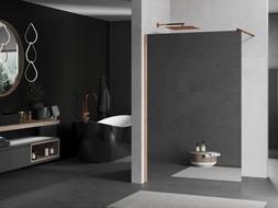 Mexen Kioto sprchová zástěna Walk-in 140 x 200 cm, zrcadlo 8 mm, růžové zlato - 800-140-101-60-50