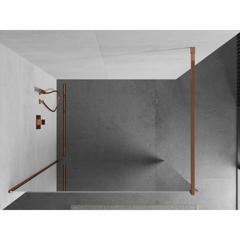 Mexen Kioto sprchová zástěna Walk-in 140 x 200 cm, zrcadlo 8 mm, růžové zlato - 800-140-101-60-50