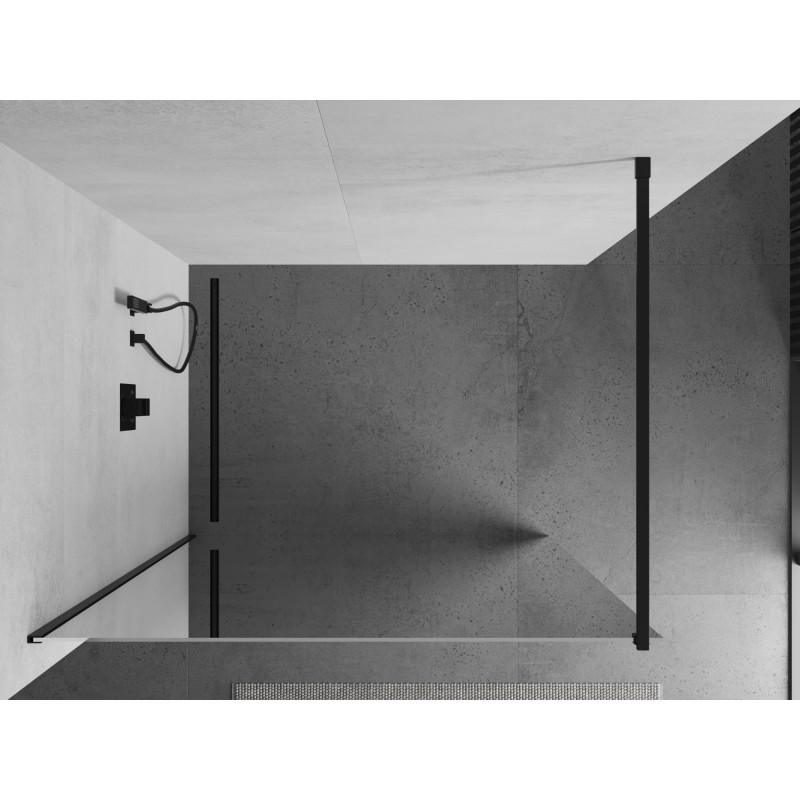 Mexen Kioto sprchová stěna Walk-in 140 x 200 cm, zrcadlo 8 mm, černá - 800-140-101-70-50