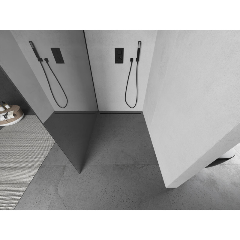 Mexen Kioto sprchová stěna Walk-in 140 x 200 cm, zrcadlo 8 mm, černá - 800-140-101-70-50