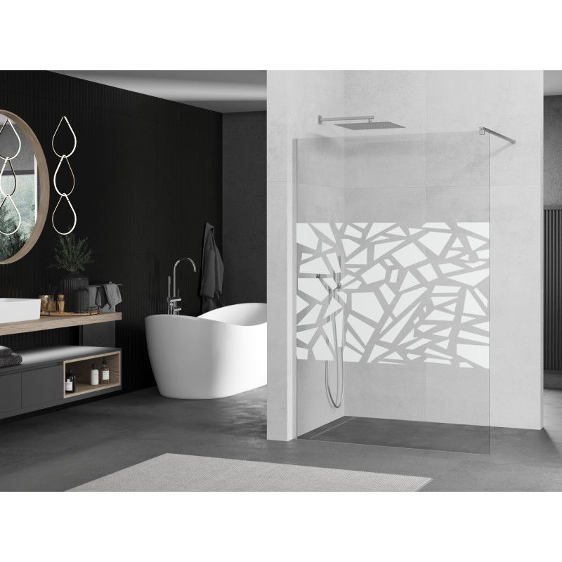 Mexen Kioto sprchová stěna Walk-in 90 x 200 cm, bílý vzor 8 mm, chrom - 800-090-101-01-85