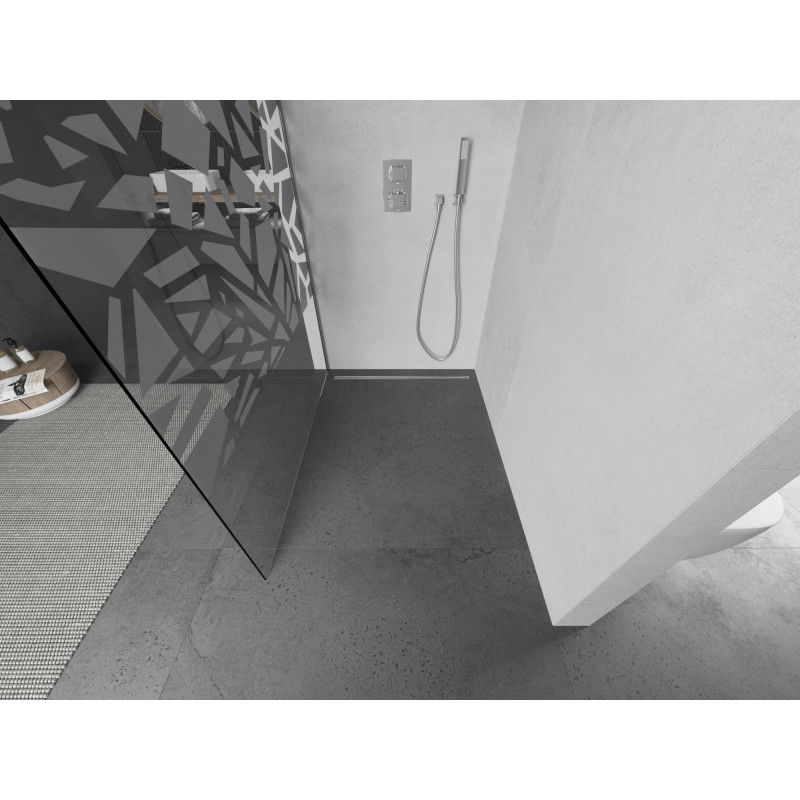 Mexen Kioto sprchová stěna Walk-in 130 x 200 cm, bílý vzor 8 mm, chrom - 800-130-101-01-85