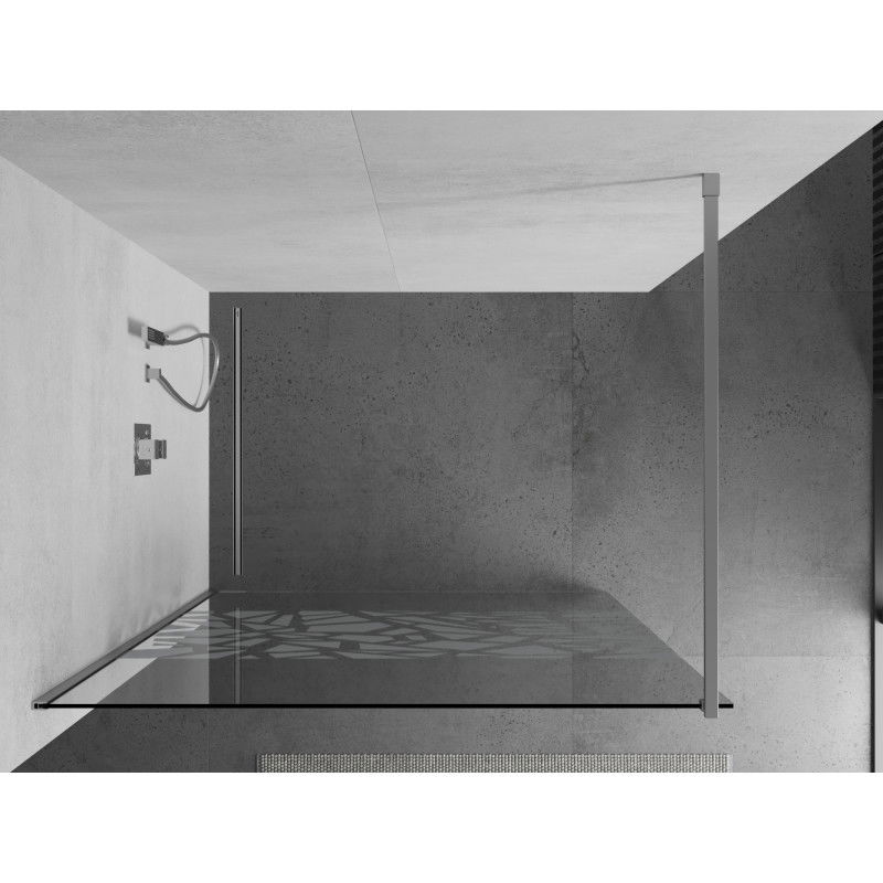 Mexen Kioto sprchová stěna Walk-in 140 x 200 cm, bílý vzor 8 mm, chrom - 800-140-101-01-85