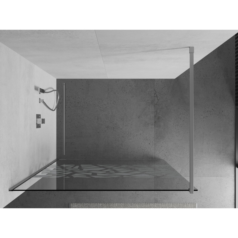 Mexen Kioto sprchová stěna Walk-in 140 x 200 cm, bílý vzor 8 mm, chromová - 800-140-101-01-85