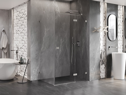 Mexen Lunar T pravá závěsná sprchová kabina 140 x 90 cm, průhledná, kartáčovaný nikl - 834T-140-090-97-00-P