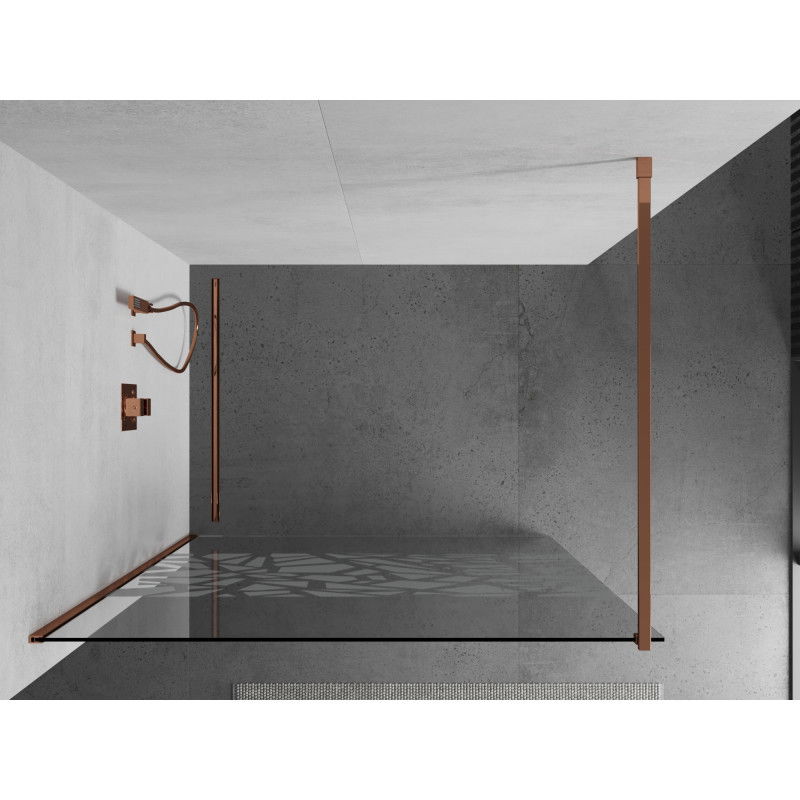 Mexen Kioto sprchová stěna Walk-in 80 x 200 cm, bílý vzor 8 mm, růžové zlato - 800-080-101-60-85
