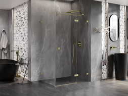 Mexen Lunar T sprchový kout otočný pravý 120 x 90 cm, transparentní, zlatý kartáčovaný - 834T-120-090-55-00-P