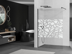 Mexen Kioto sprchová stěna 130 x 200 Walk-in cm, bílý vzor 8 mm, černá - 800-130-101-70-85