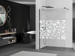 Mexen Kioto sprchová stěna 140 x 200 Walk-in cm, bílý vzor 8 mm, černá - 800-140-101-70-85