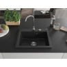 Mexen Elix granitový dřez s 1 komorou 600 x 500 mm, černý, sifon chrom - 6525601005-77