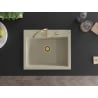 Mexen Elix granitový dřez 1-komorový 600 x 500 mm, béžový, sifon zlatý - 6525601005-69-G