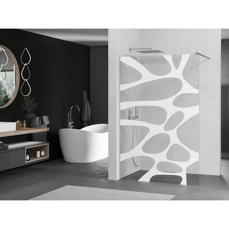 Mexen Kioto sprchová stěna Walk-in 80 x 200 cm, bílá vlna 8 mm, chrom - 800-080-101-01-97