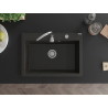 Mexen Elix granitový dřez 1-komorový 700 x 500 mm, černý/zlatý metalik, sifon chrom - 6526701005-75