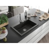 Mexen Elix granitový dřez 1-komorový 700 x 500 mm, černý/zlatý metalik, sifon chrom - 6526701005-75