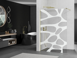 Mexen Kioto sprchová stěna Walk-in 90 x 200 cm, bílá vlna 8 mm, zlatá - 800-090-101-50-97