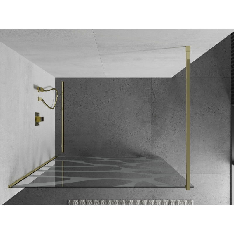 Mexen Kioto sprchová stěna Walk-in 140 x 200 cm, bílá vlna 8 mm, zlatá - 800-140-101-50-97