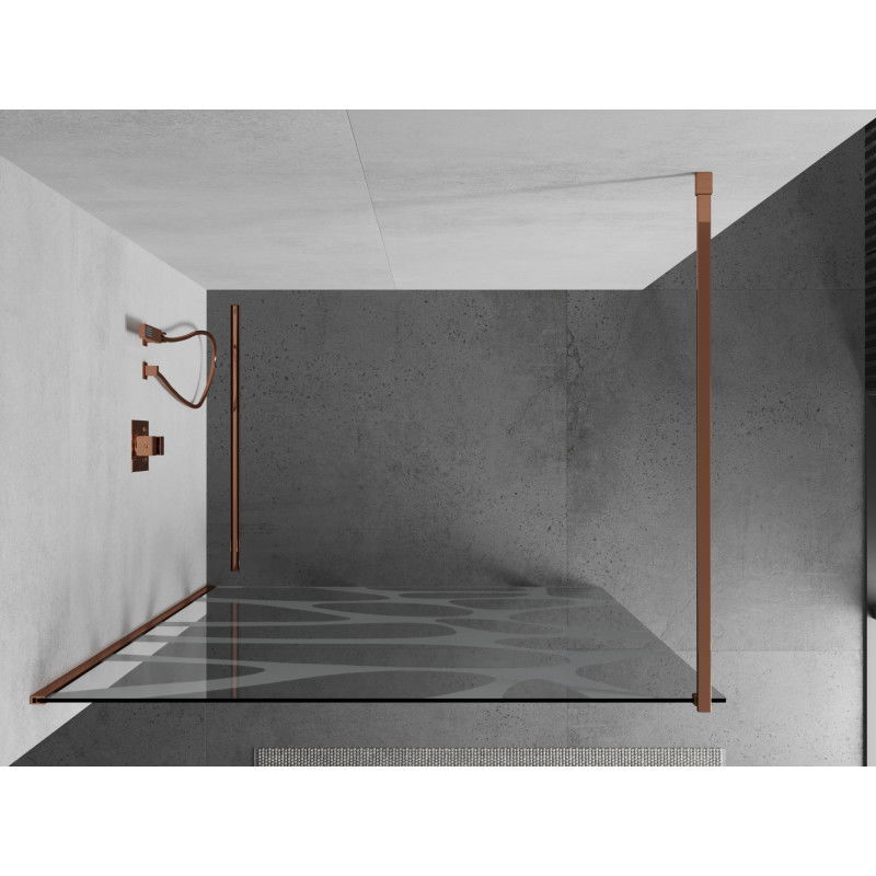 Mexen Kioto sprchová stěna Walk-in 120 x 200 cm, bílá vlna 8 mm, růžové zlato - 800-120-101-60-97