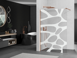 Mexen Kioto sprchová stěna Walk-in 130 x 200 cm, bílá vlna 8 mm, růžové zlato - 800-130-101-60-97