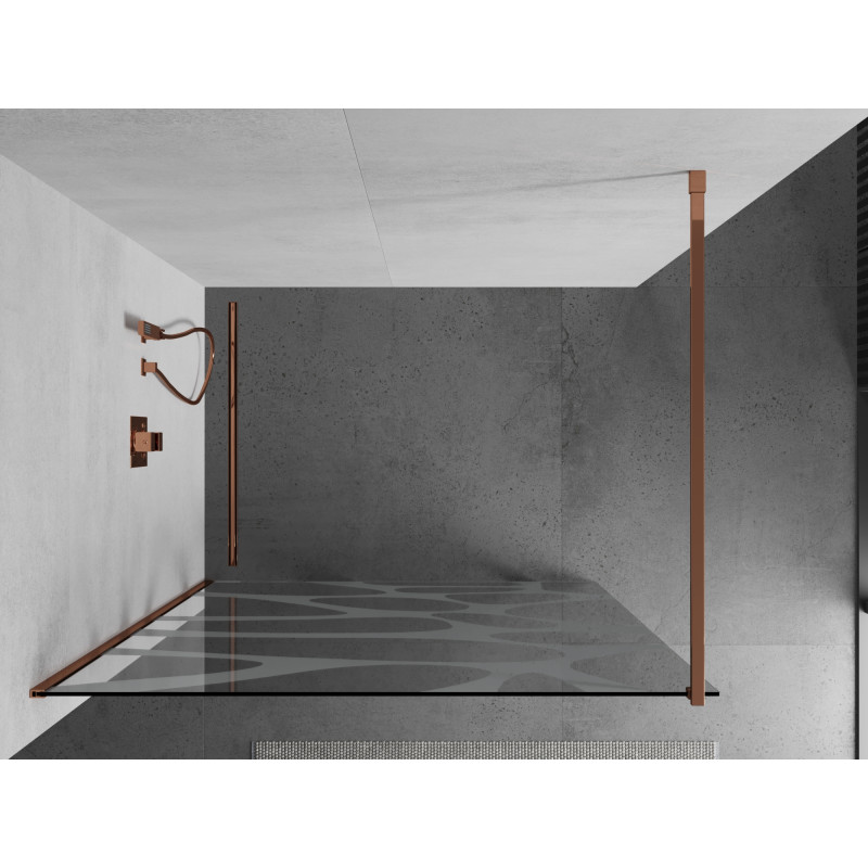 Mexen Kioto sprchová stěna Walk-in 130 x 200 cm, bílá vlna 8 mm, růžové zlato - 800-130-101-60-97