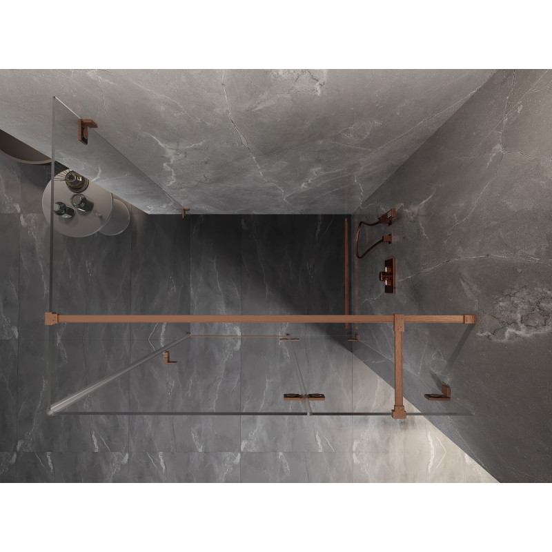 Mexen Lunar T sklopná sprchová kabina pravá 130 x 90 cm, transparentní, kartáčovaná měď - 834T-130-090-65-00-P