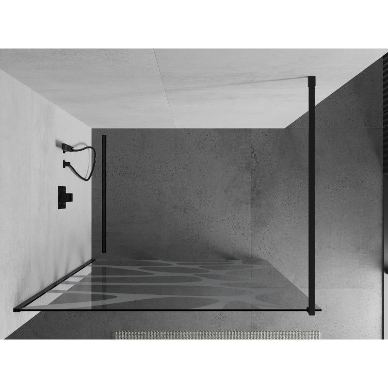 Mexen Kioto sprchová stěna Walk-in 70 x 200 cm, bílá vlna 8 mm, černá - 800-070-101-70-97